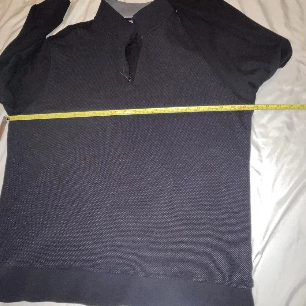 Ted Baker Mens 2XL Black Quarter Zip Textured Long Sleeve Pullover Sweater